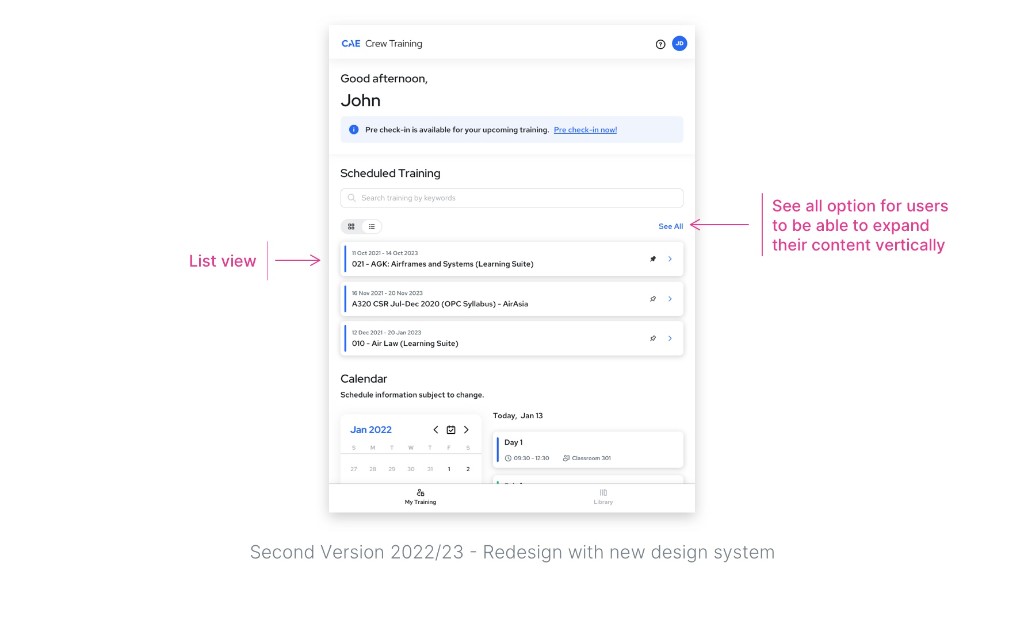 Home screen list view with a See All option — 2022–23 redesign