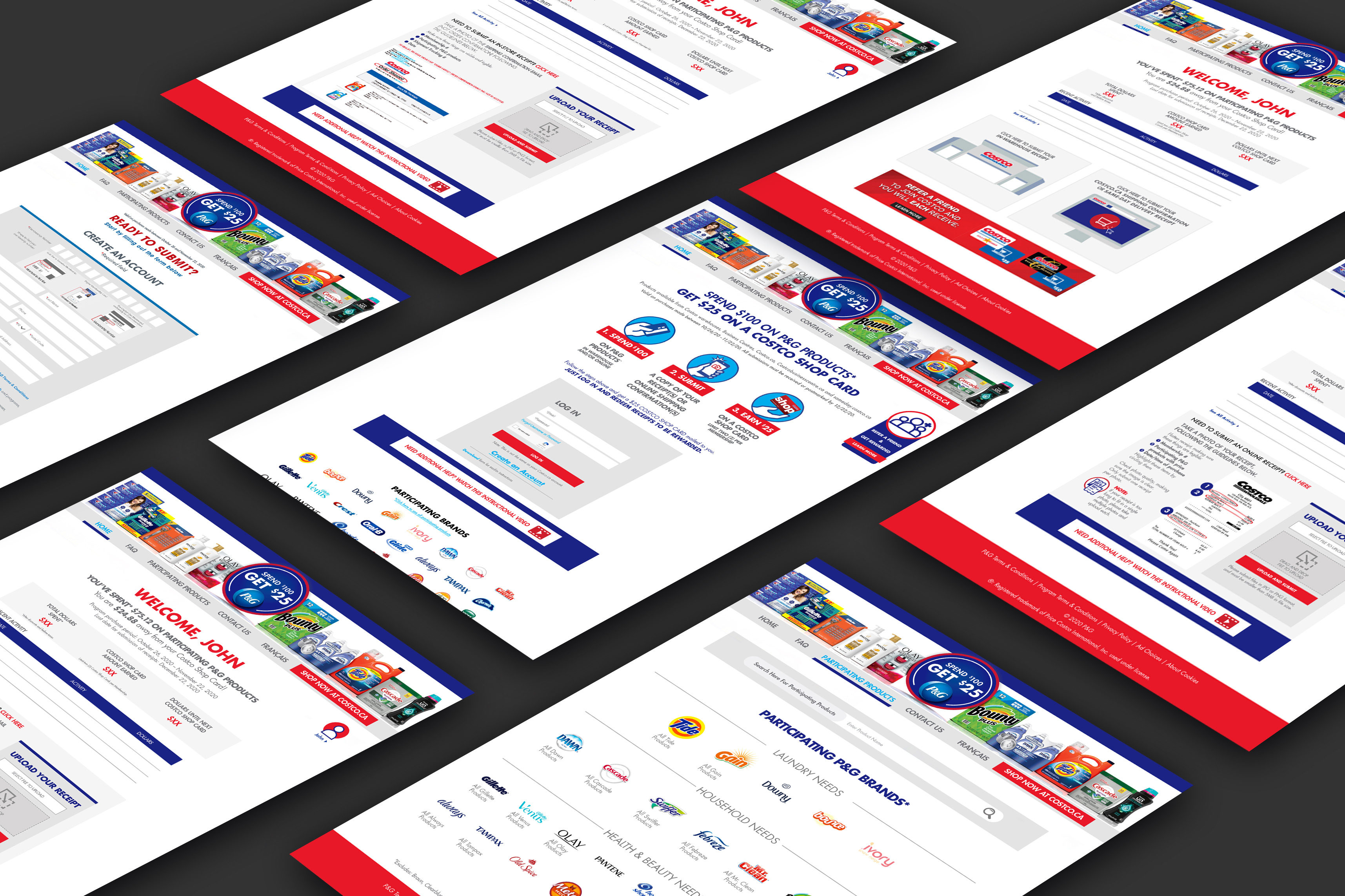 Spend & Get website pages in a collage