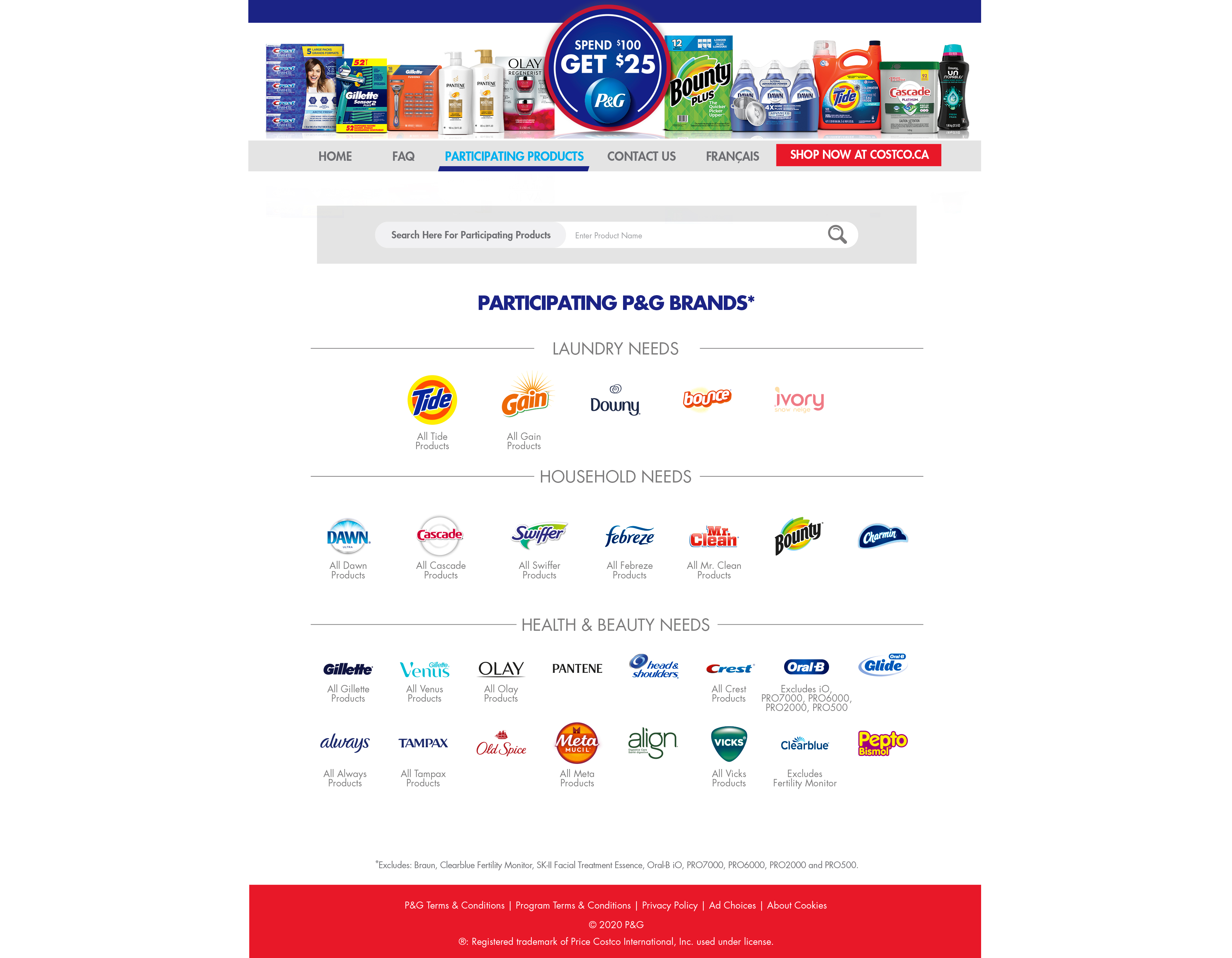 Participating P&G brands
