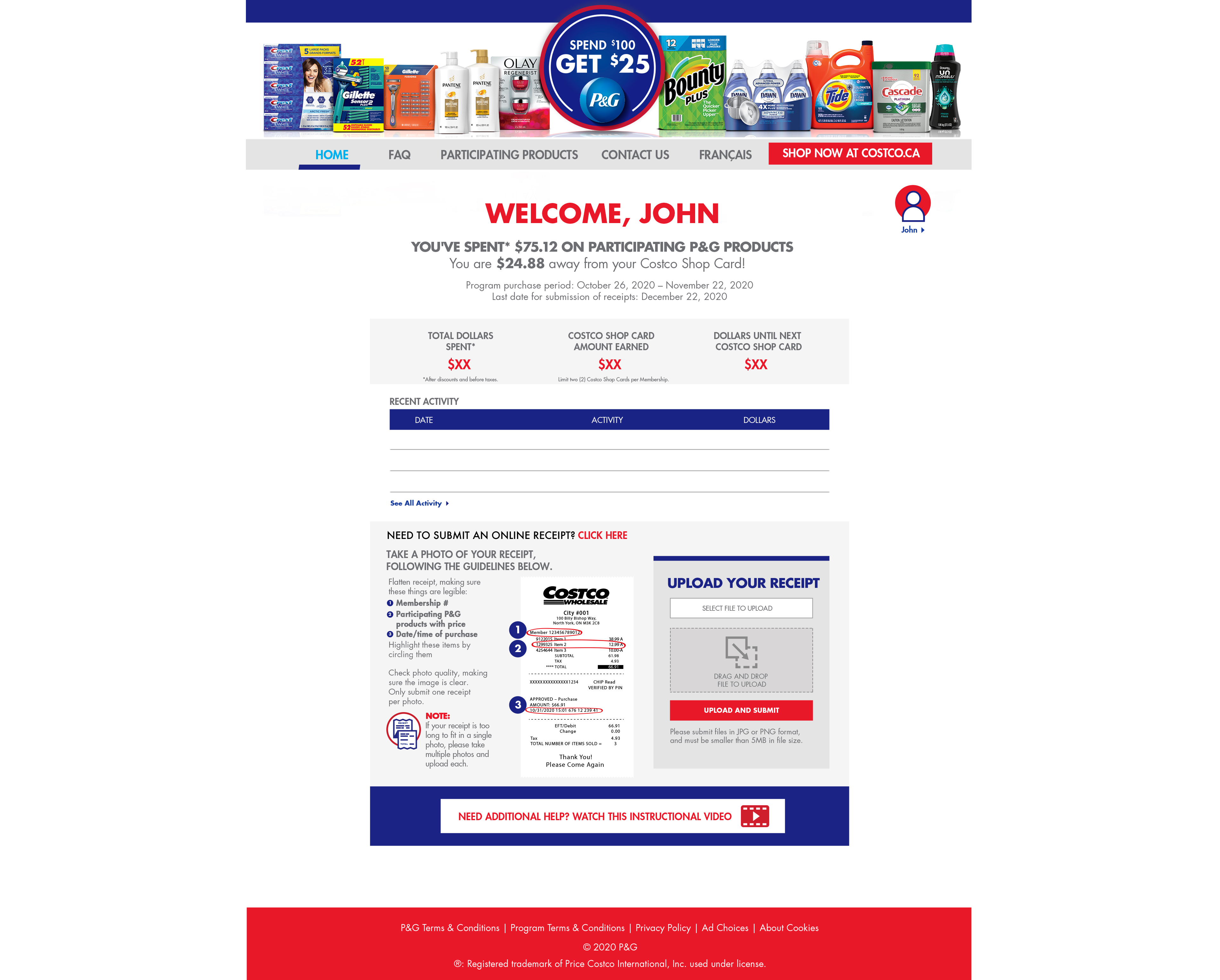 Upload a Costco receipt