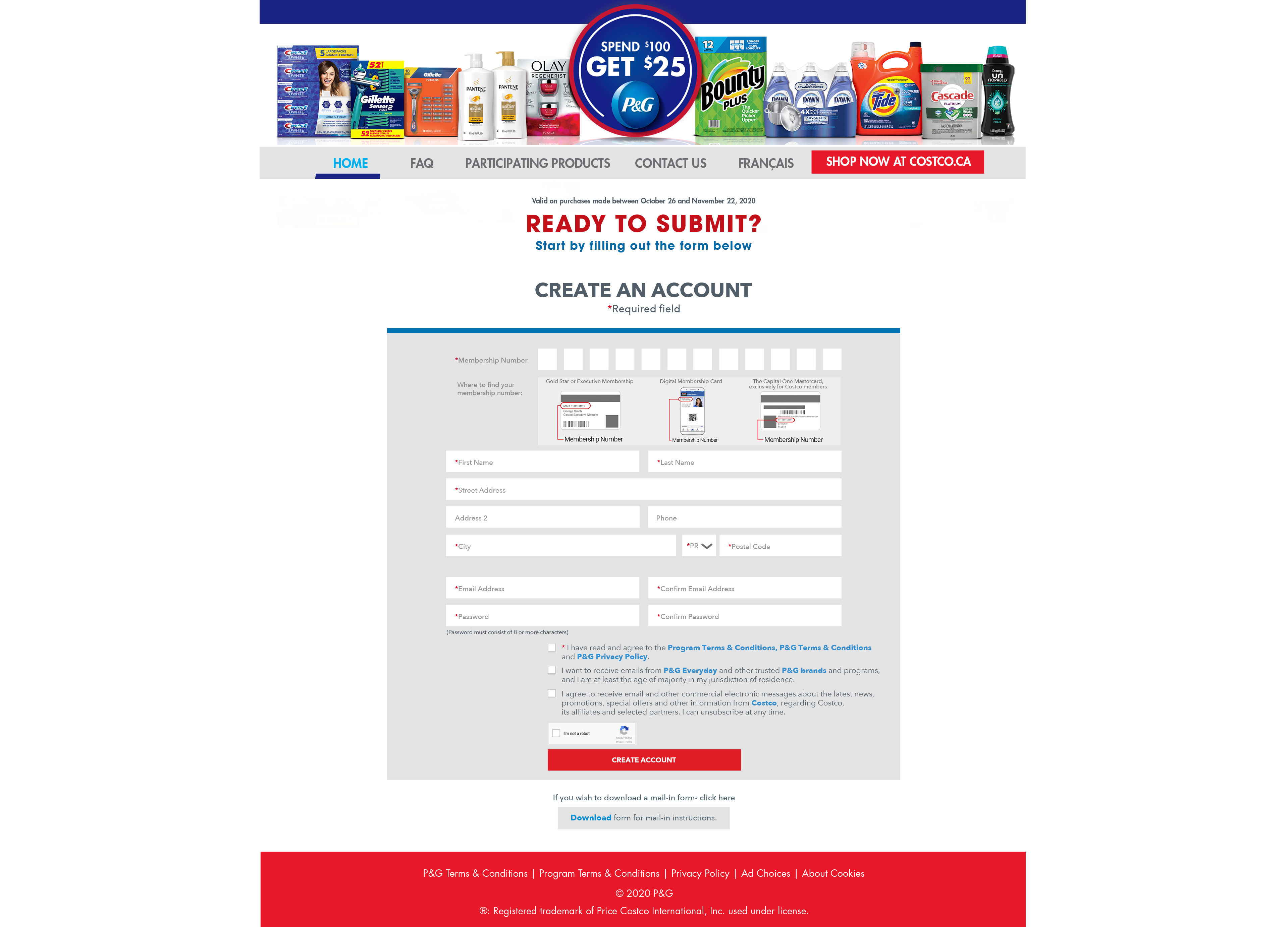 Create an account to submit receipts